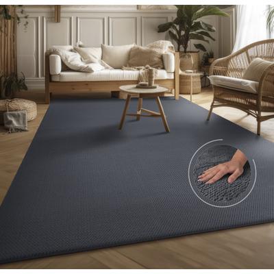 Teppich MY HOME "Ciney" Gr. 4, grau (anthrazit), B:200cm H:16mm L:280cm, Polyester, Teppiche, Kurzflor, Hoch-Tief Effekt, Uni Farben, Scandi Design, besonders weich Image