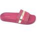 Michael Kors Shoes | Michael Kors Brandy Metallic Striped Logo Slide Sandal Carmine Pink Nib $85 | Color: Pink/Purple | Size: Various
