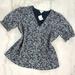 J. Crew Tops | J.Crew Smocked Crinkle Puff Sleeve Top | Color: Blue/White | Size: Xs