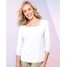 Draper's & Damon's Women's Silky Knit Square Neck Top - White - PM - Petite