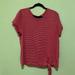 Ralph Lauren Tops | Lauren By Ralph Lauren Linen Blend Striped Tee Shirt Sleeves Side Tie Size Xl | Color: Red/White | Size: Xl