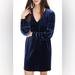 Madewell Dresses | Nwot Madewell Twilight Navy Blue Velvet Velour Balloon Sleeve Dress Womens 2x | Color: Blue | Size: 2x