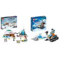 LEGO 41760 Friends Ferien im Iglu Set mit Camping-Zelt, 2 Schlittenhunden & 60376 City Arktis-Schneemobil, Konstruktionsspielzeug-Set