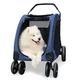 Large Pet Stroller Carriage Dog Pram Travel Carrier for Large Dogs, Pet Dog Strollers for Large Dogs / 2 Cats, Pet Stroller Pushchair for Dogs Cats Twin and More Pet (Color : Blue)