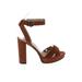 BCBGMAXAZRIA Heels: Brown Print Shoes - Women's Size 37 - Open Toe