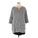 Roz & Ali Casual Dress - Shift V-Neck 3/4 sleeves: Gray Dresses - Women's Size 2X