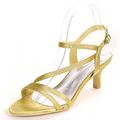 Satin Wedding Shoes Open Toe Buckle Bridal Shoes Women Mary Jane Low Heels Pumps Wedding Dress Shoes Gold