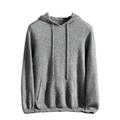 SAWEEZ Mens Cashmere Hooded Sweater, Loose Soft Knitted Woolen Hoodies Fine Knit Long Sleeve Comfy Warm Lambswool Jumpers Pullover Lazy Casual Knitwear Sweater Top,Dark Grey,L