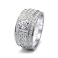 Lieson Men Wedding Ring, 18K White Gold Ring Men Wide Rows 4 Prong Round 0.2ct Natural Diamond Engagement Rings White Gold Ring Size M 1/2