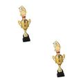 Happyyami 2 Pcs Star Decor Trophy Award Trophies for Football Desk Topper Winner Award Trophies Football Decor Competition Cups First Home Decor Gold Decor Football Toys Celebrity Child Set