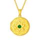 SOULMEET 9K Gold Round Lotus Emerald Locket Necklace That Holds Two Pictures Natural Gemstone Locket Pendant Necklace with 20'' Plated Gold Chain (Locket Only)