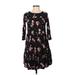 fat face Casual Dress - A-Line Crew Neck 3/4 sleeves: Black Print Dresses - Women's Size 2