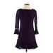 Eliza J Casual Dress - Party Crew Neck 3/4 sleeves: Purple Dresses - Women's Size 2 Petite