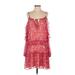 Adelyn Rae Casual Dress - Mini Cold Shoulder Sleeveless: Red Print Dresses - Women's Size Small