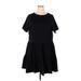 River Island Casual Dress - A-Line Crew Neck Short sleeves: Black Solid Dresses - Women's Size 24