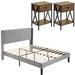 Vecelo Iron Upholstered Platform 3 Piece Bedroom Set Upholstered in Brown | 45.4 H x 40.5 W x 76.5 D in | Wayfair