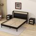 Bay Isle Home™ Abaigh Queen Wood Modern Platform Bed & 2 Nightstands Upholstered in Black | 41 H x 64 W x 82 D in | Wayfair