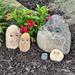 Arlmont & Co. Stone Age Creations Family of Boulder Owls 5 Pcs 2" 4" 6" 8" 12" Stone, Granite in Brown/Gray | 12 H x 23 W x 23 D in | Wayfair