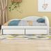 Red Barrel Studio® Wavie PU Tufted Daybed w/ Two Drawers & Cloud Shaped Guardrail Upholstered/Faux in Gray/White | 27.8 H x 57 W x 79 D in | Wayfair