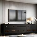 Mercer41 78.7" Wide Modern Tv Stand w/ Five Drawers & a Cabinet Wood in Black | 25.8 H x 78.7 W x 15.7 D in | Wayfair