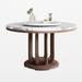 Orren Ellis Nordic modern simple faux marble solid wood round dining table w/ turntable Wood in Brown/White | 29.5 H x 47.2 W x 47.2 D in | Wayfair