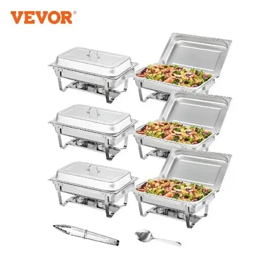 VEVOR-Chauffe-plat rectangulaire 8QT 2/4/6 paquets avec casseroles pleine grandeur support pliant