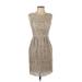 Jenny Yoo Collection Cocktail Dress - Sheath Crew Neck Sleeveless: Tan Solid Dresses - Women's Size 2