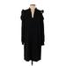 Ann Taylor Casual Dress - Mini V Neck Long sleeves: Black Print Dresses - Women's Size Small