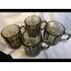 Hello 1960s set of four smoked glass arcoroc mugs MCM