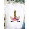 Print Fashion Unicorn Face Lovely Cute Graphic T Shirt Summer Casual Clothing Short Sleeve Women