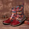 Comemore Frauen Retro Gedruckt Leder Boot Frauen Zipper Mittlere Waden Stiefel Mode Damen Schuhe