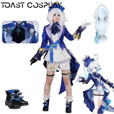 Furina Cosplay Spiel Genshinimpact Focalors Cosplay Kostüm Anime Anzüge Party Kostüm Hut Perücke Image