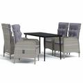 vidaXL Patio Dining Set with Cushions Gray and Black Garden Chair 3/5/7 Piece