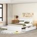 Modern Full Bed Platform Bed Frame with Twin Size Trundle &2 Drawers, High Gloss Color