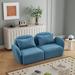 Deep Seat Loveseat, Blue Teddy Fabric Modular Lazy Sofa w/ Pillows - 2 Seater