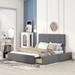 Grey Queen Size Velvet Upholstery Platform Bed: Adjustable Headboard, Four Drawer Storage, Solid Construction, Easy Assembly