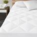 300 Thread Count Cotton Sateen Waterproof Mattress Pad, 15"D Hypoallergenic and Anti-microbial Treatment Mattress - White