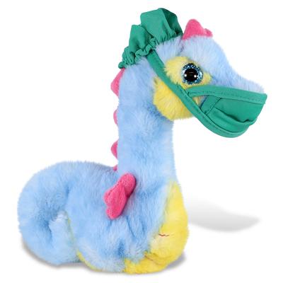 DolliBu Blue Seahorse Doctor Plush with Cute Scrub Cap and Face Mask - 8.5 inches