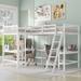 Twin L-Shaped Loft Bed with Ladder, Space-Saving Wood Loft Bed Frame with 2 Built-in L-Shaped Desks for Kids Tenns Adults, White