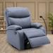 Yingj Wide Manual Standard Rocking Recliner with Faux Leather Thick Armrests