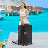 Contrast Color Trunk Sets Hardshell Luggage Carry-On Expandable Spinner Suitcase Lightweight with Spinner Wheels, Black