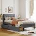 Elegant Linen Upholstered Twin Size Platform Bed: 2 Drawers, Sturdy Pine Wood Frame