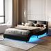 Black Modern Faux Leather Led Platform Bed: Remote Control, 16 Colors, 10 Brightness Levels