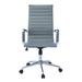 Black Modern High Back Office Chair Ribbed PU Leather Tilt Adjustable Rolling Wheels Conference Room Home Chair