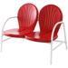 Afuera Living Contemporary Metal Patio Loveseat in White and Red