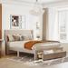 Elegant Velvet Upholstered Storage Platform Bed with Big Drawer and Headboard, Sturdy Pine wood Construction