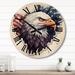 Designart "American Bald Eagle" Animals Eagle Oversized Wood Wall Clock