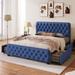 Linen Upholstered Platform Bed, Storage Drawers, Button Tufted