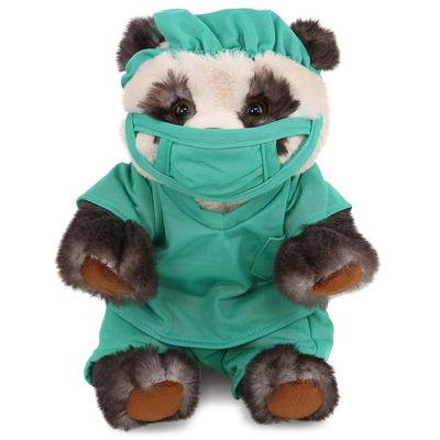 DolliBu Squat Panda Doctor Plush Toy with Cute Scrub Uniform and Cap - 7 inches