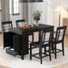 5-Pc Dining Table Set w/ Storage Cabinet & Faux Marble Tabletop, 4 Chair